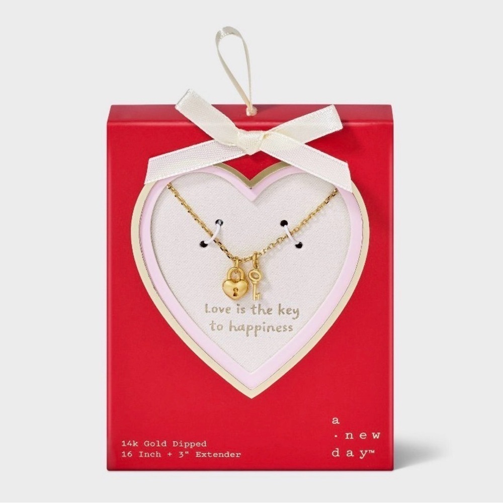 A New Day 14K Gold Dipped Heart Lock & Key Pendant Necklace
